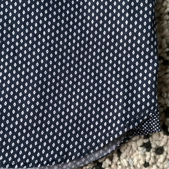 Ted Baker London Short Sleeve Shirt Button Down Casual Dress Navy Blue White 4 L - Picture 7 of 13